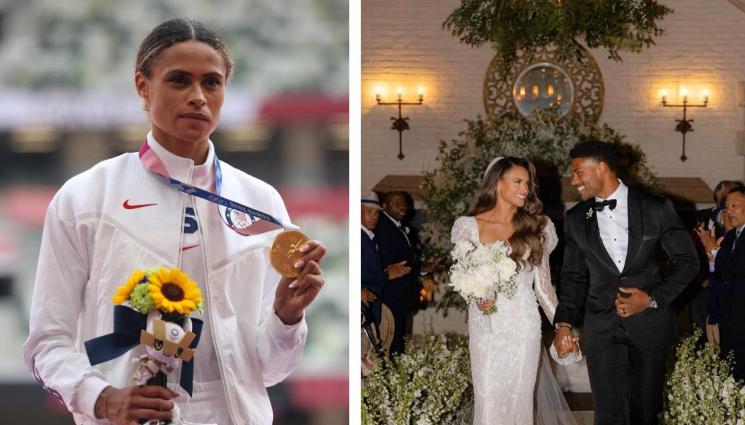 Олимпийска шампионка се венча в лозя за бивш играч от NFL