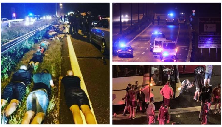 Меле между футболни фенове и полиция край загребска магистрала